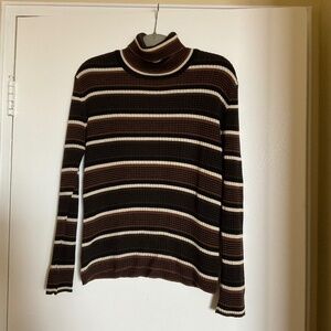 Brown striped turtleneck